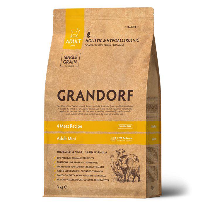 Корм сухий для дорослих собак дрібних порід Grandorf Dog Mini 4 Meat 4 вида м'яса 8 кг