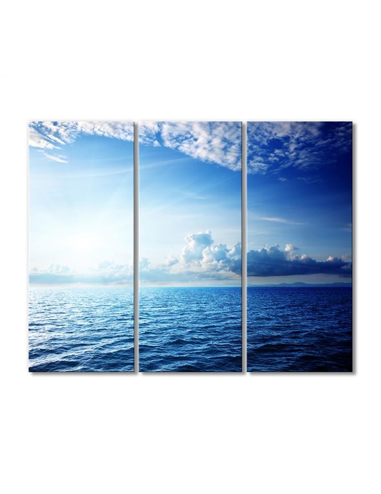 Картина модульная Солнечное сияние над морскими широтами 3 модуля 120x180 см