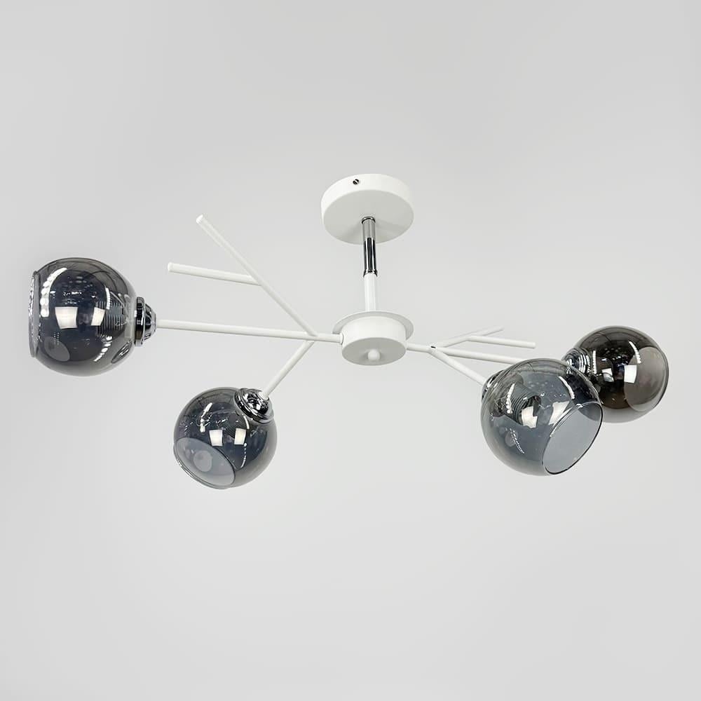 Люстра на 4 графитовых плафона 75х22 см Белый (088N/4 WT+CH+GR)