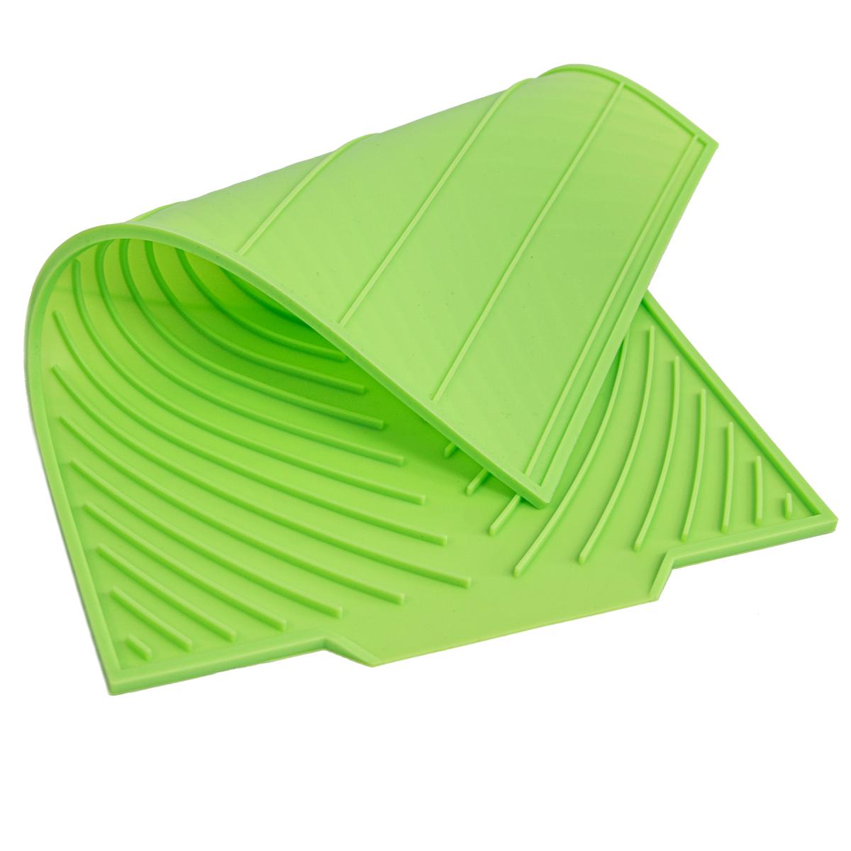 Силиконовый коврик для сушки посуды со сливом 24,5х38 см Салатовый (1009144-LightGreen)