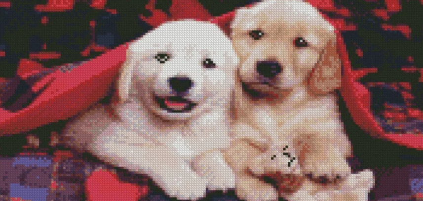 Алмазная мозаика Strateg Пара щенков 50х25 см (BA-0010)