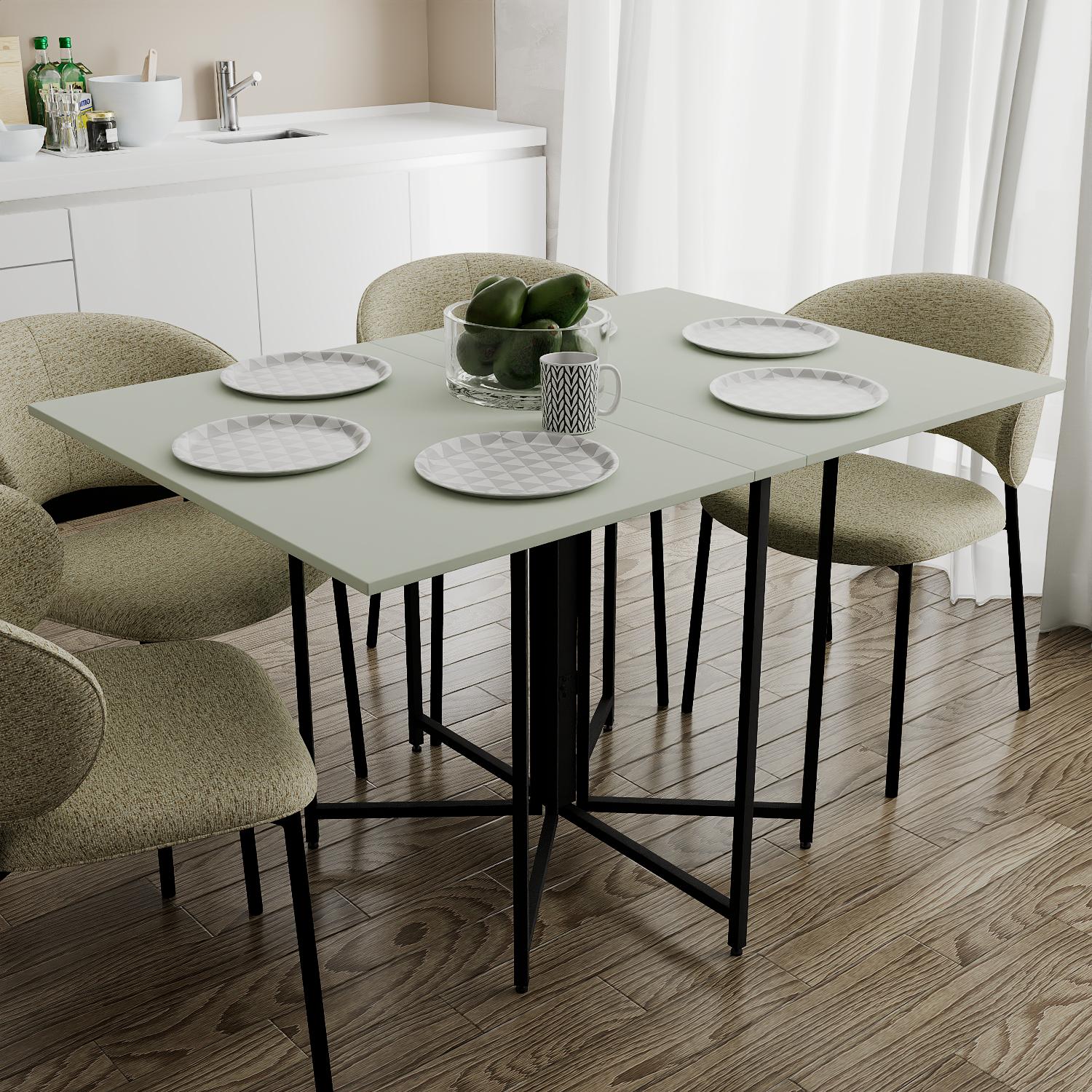 Розкладний стіл-трансформер книжка Моріс 3 Ferrum-decor 75x130x90 Чорний метал ДСП Кашемір 16 мм (FRD-107506)