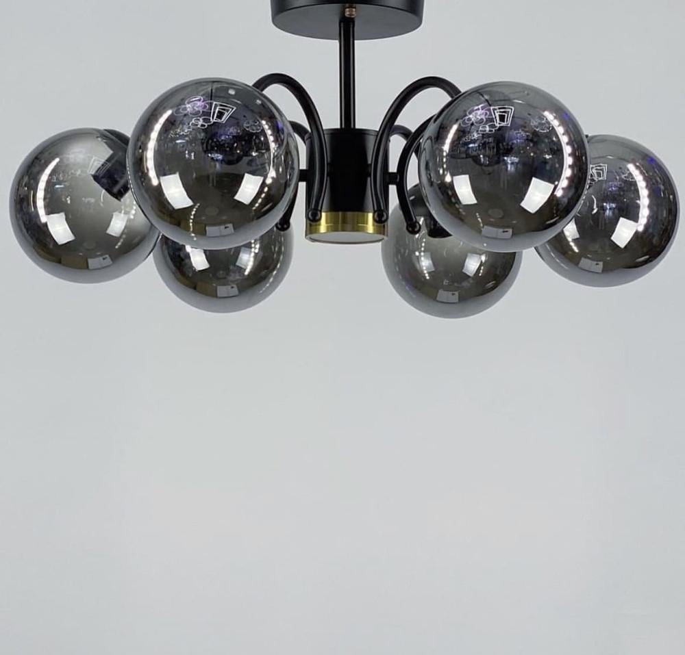 Люстра стильная потолочная на 6 графитовых плафонов Черный (K 19/6 BK) - фото 1 Люстра стильная потолочная на 6 графитовых плафонов Черный (K 19/6 BK) - фото 1