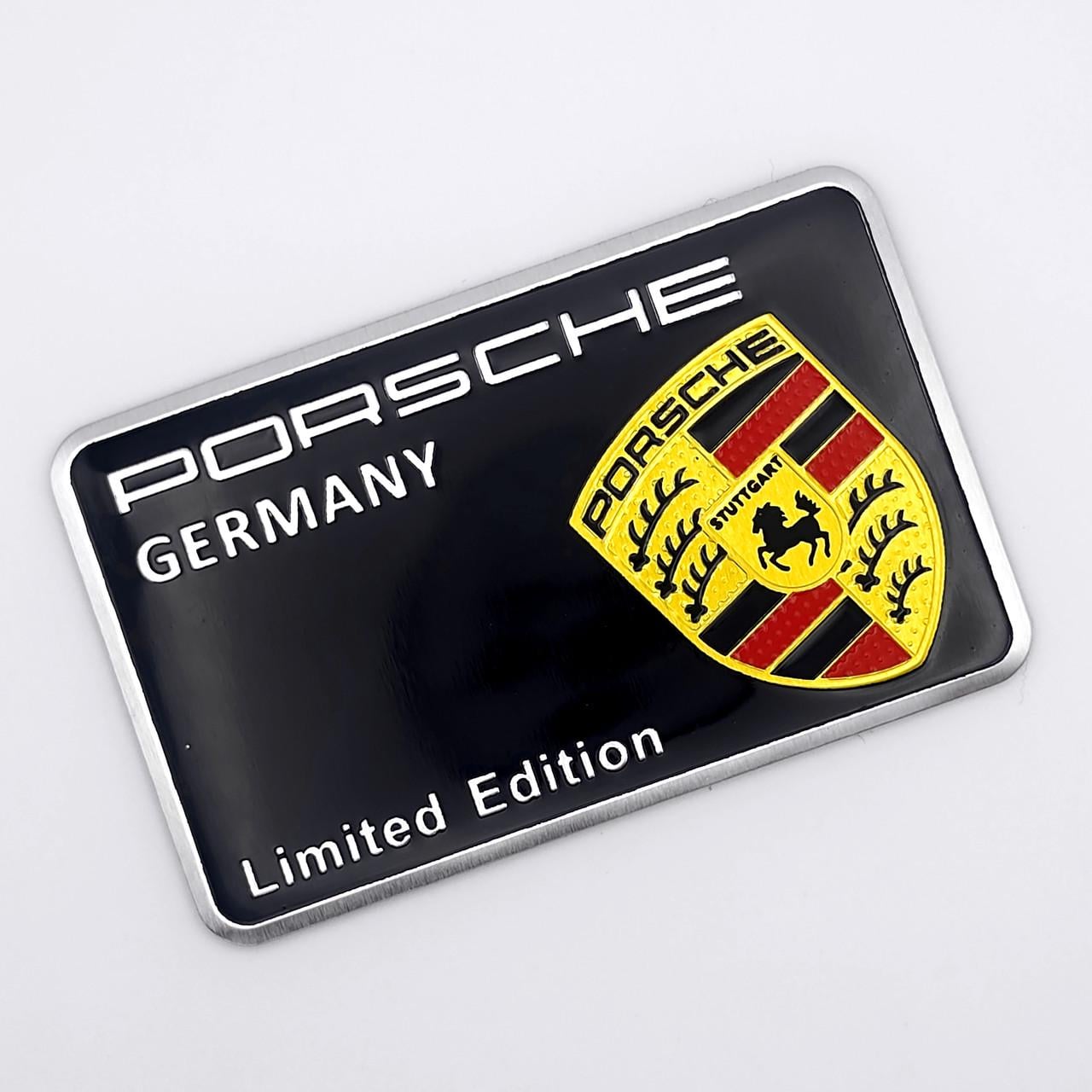 Эмблема алюминиевая Porsche 8х5 см алюминий Черный глянцевый (3037146134)