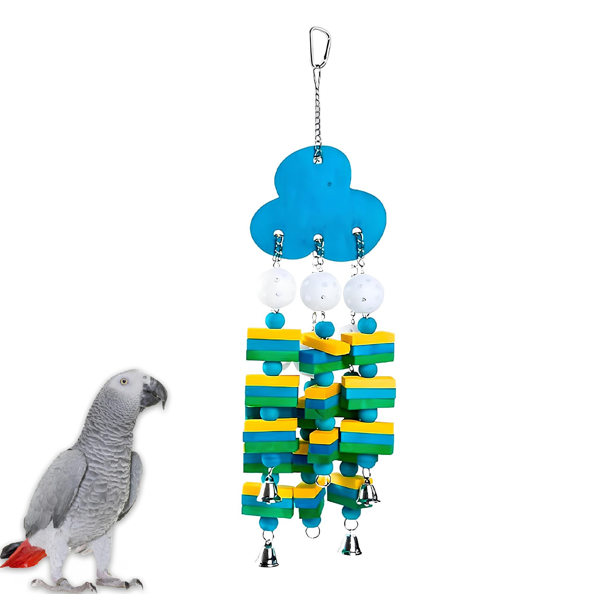 Игрушка подвесная Облака для средних попугаев Жако/Какаду/Амазон из дерева и деревянных материалов Разноцветный (PG-22)