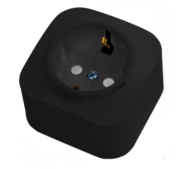 Розетка одинарная с заземлением накладная EVA Черный (29125931)