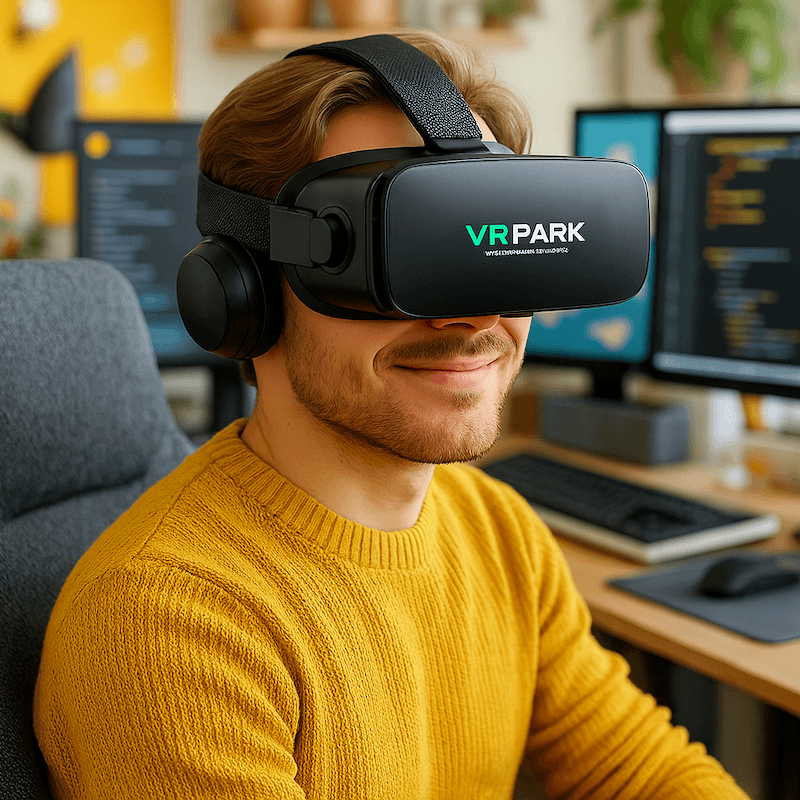 Очки виртуальной реальности VR BOX PARK J20 с наушниками и пультом - фото 2