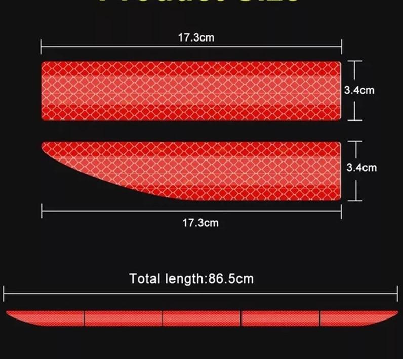 Светоотражающие полоски на бампер авто 5 отрезков Красный (1792102452) - фото 5 Светоотражающие полоски на бампер авто 5 отрезков Красный (1792102452) - фото 5