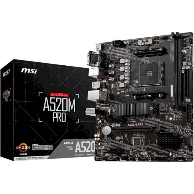 Материнська плата MSI AM4 A520M PRO 2xDDR4 VGA/HDMI/DP MicroATX - фото 2