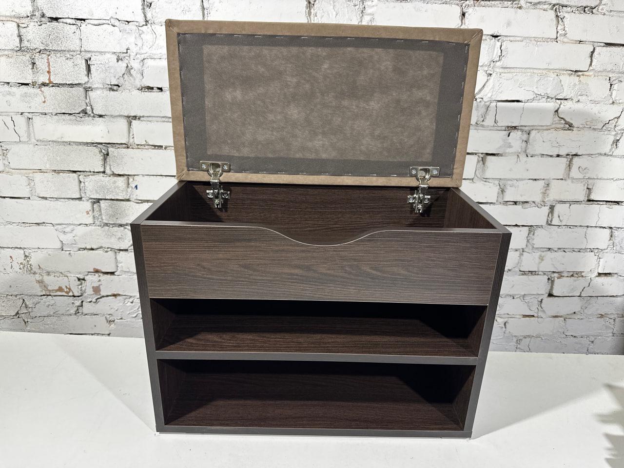 Тумба для обуви ДСП/ткань 30х70х45 см Венге темный/Какао - фото 3 Тумба для обуви ДСП/ткань 30х70х45 см Венге темный/Какао - фото 3