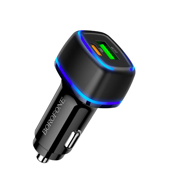 Зарядное устройство автомобильное Borofone BZ14A USB/Type-С/3A Black Зарядное устройство автомобильное Borofone BZ14A USB/Type-С/3A Black