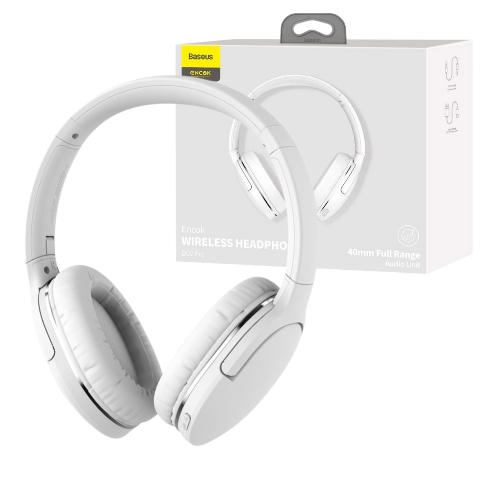 Навушники накладні бездротові BASEUS Encok D02 Pro Bluetooth з мікрофоном Білий (D02ProW)