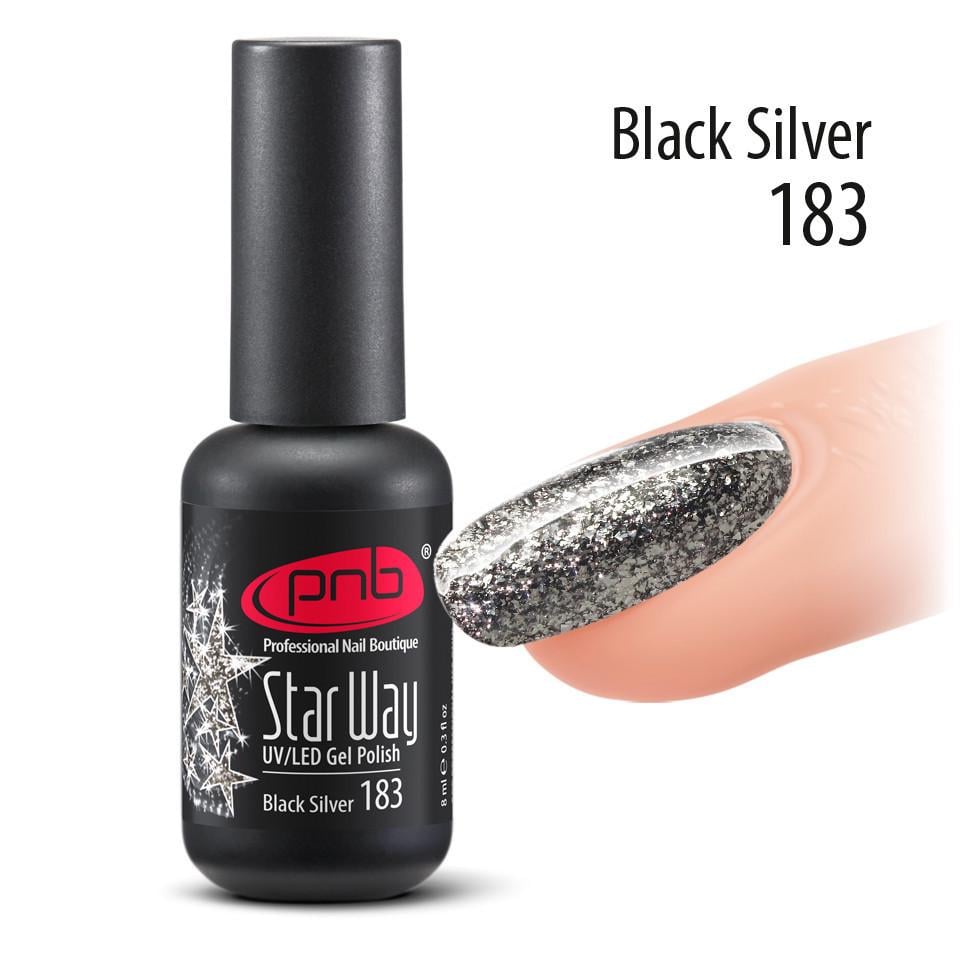 Гель-лак для ногтей PNB STAR WAY BLACK SILVER №183 8 мл Гель-лак для ногтей PNB STAR WAY BLACK SILVER №183 8 мл