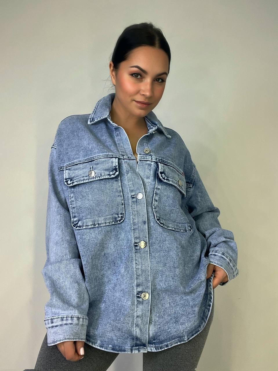 Сорочка жіноча Dicesil 2029 джинсова широка накладені кишені XL Блакитний (3879) - фото 6
