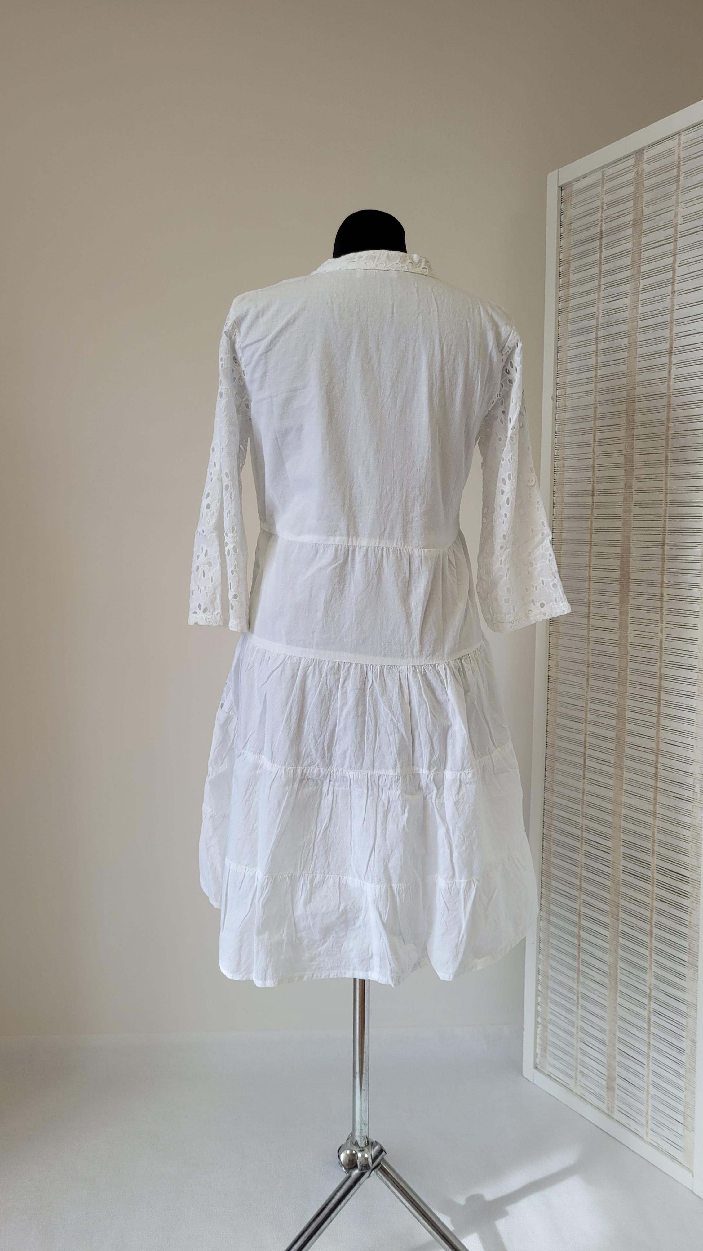 Платье женское летнее с прошвой на пуговицах XL Белый - фото 2 Платье женское летнее с прошвой на пуговицах XL Белый - фото 2