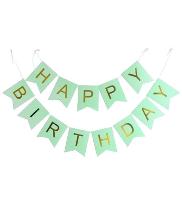 Бумажная гирлянда Birthday 3 м Фисташковый