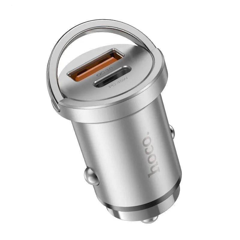 Зарядний пристрій для телефонів автомобільний Hoco NZ10 Handy PD45W+QC3.0 car Silver (21175) Зарядний пристрій для телефонів автомобільний Hoco NZ10 Handy PD45W+QC3.0 car Silver (21175)