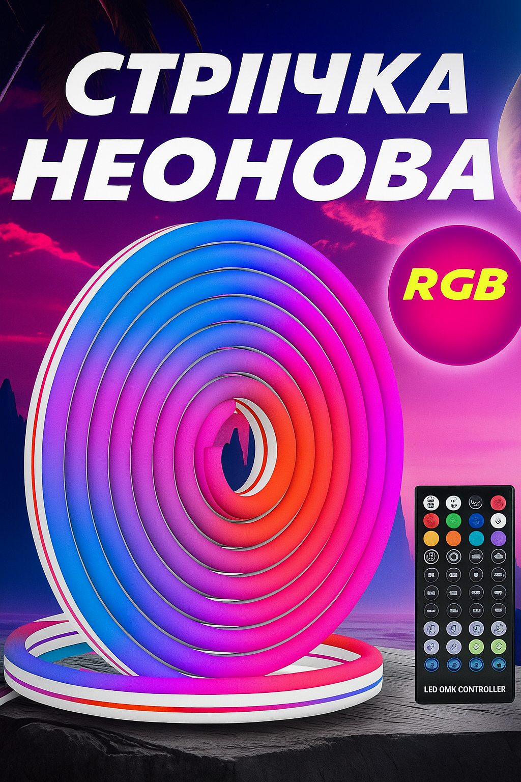 Лента неоновая с пультом и блютузом LED влагозащищена с блоком питания 220V Bluetooth/приложение 5 м (27292241) - фото 6