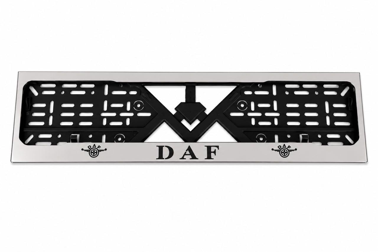Рамка под номер CAN для DAF пластик/нержавеющая сталь 1 шт. Хром Рамка под номер CAN для DAF пластик/нержавеющая сталь 1 шт. Хром
