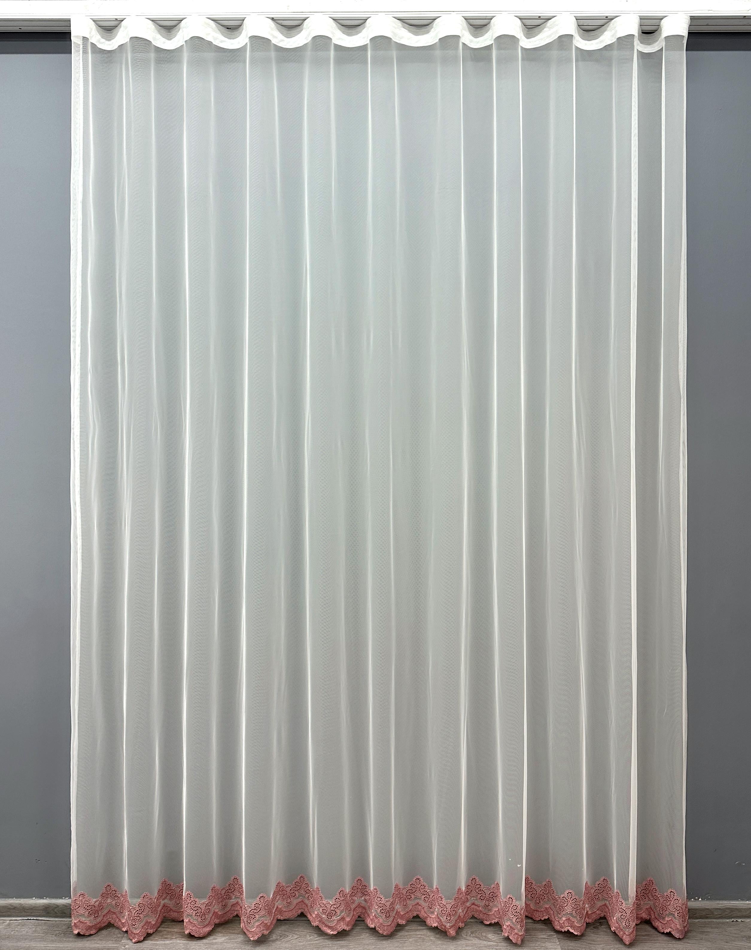 Тюль VR-Textil 1698т Грек-сетка с вышивкой и люрексом 300х270 см Молочный/Розовый (42-0718) Тюль VR-Textil 1698т Грек-сетка с вышивкой и люрексом 300х270 см Молочный/Розовый (42-0718)