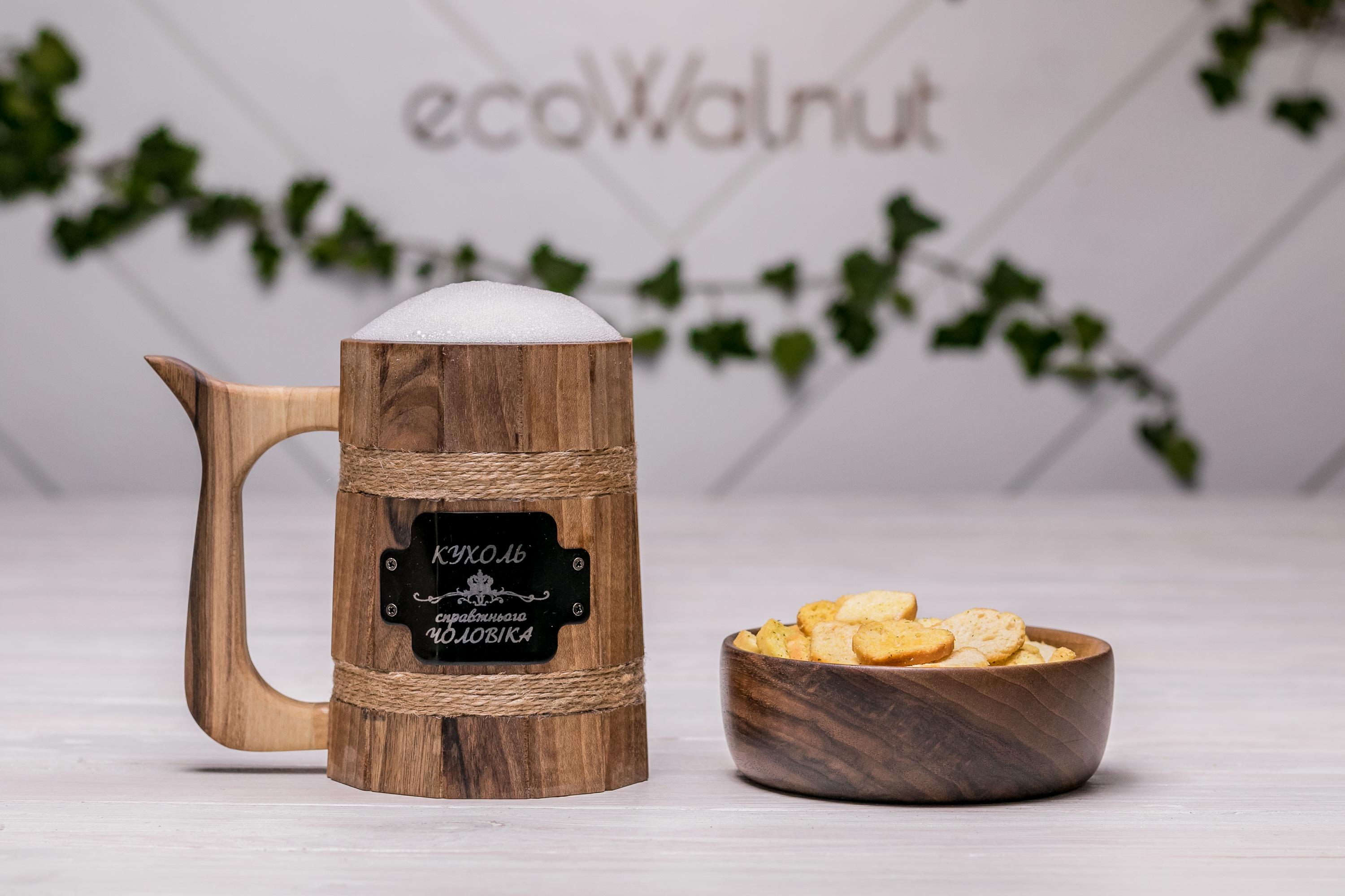 Бокал пивной EcoWalnut с гравированием сегментный конусный литровый (EK-30.2) - фото 8