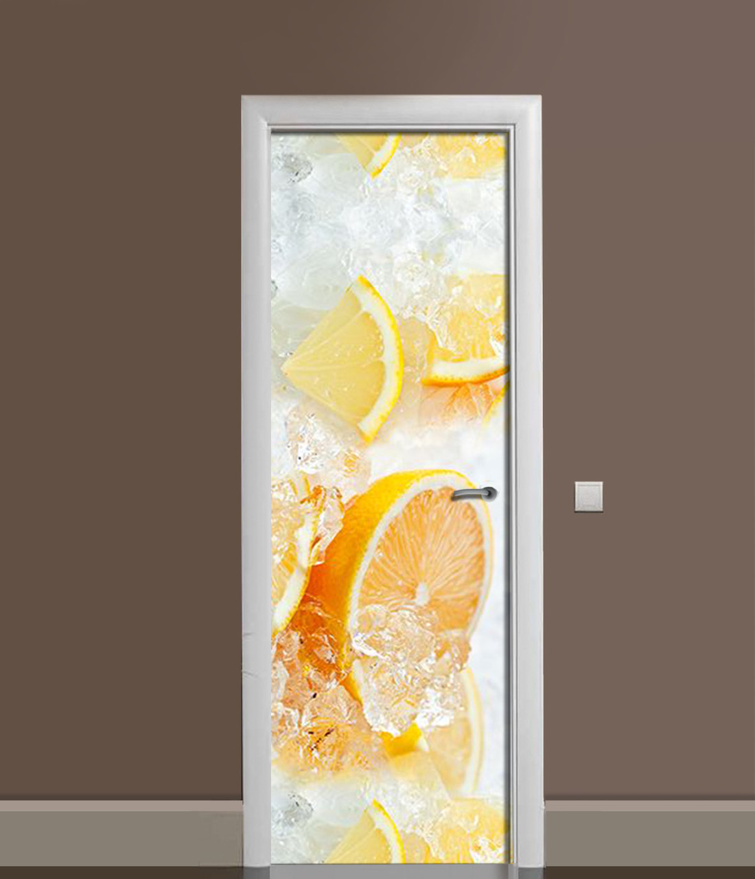 Наклейка 3D на двери Zatarga Апельсины во льду виниловая 650х2000 мм (1289777145)