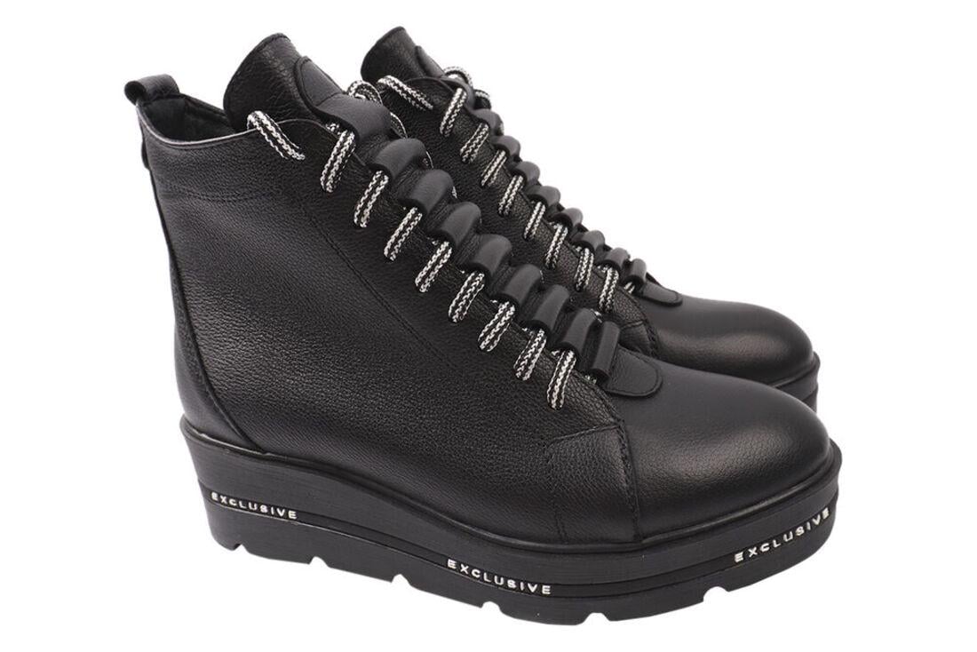 Ботинки женские R&Y из кожи высокие на платформе р. 40 Черный (11-20DHC)