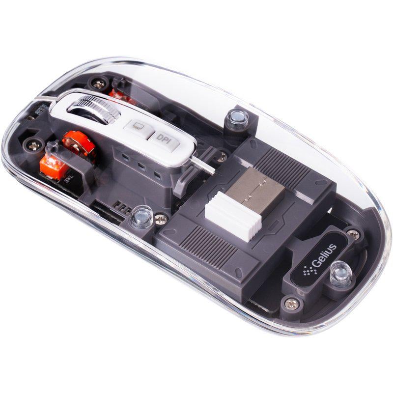 Комп'ютерна мишка бездротова Gelius Aura GP-WM001 безшумна Transparent/Grey (99746)