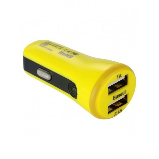 Автомобильное зарядное устройство BASEUS Tiny 2USB 2,1 A Yellow - фото 1