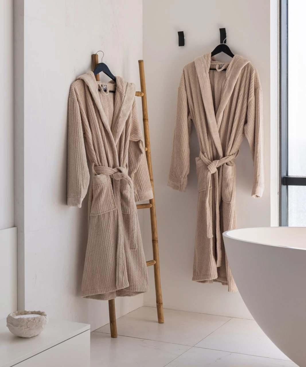 Набор халатов махровых HYGG для пары/женский и мужской S-M/2XL-3XL Светло-бежевый (392795)