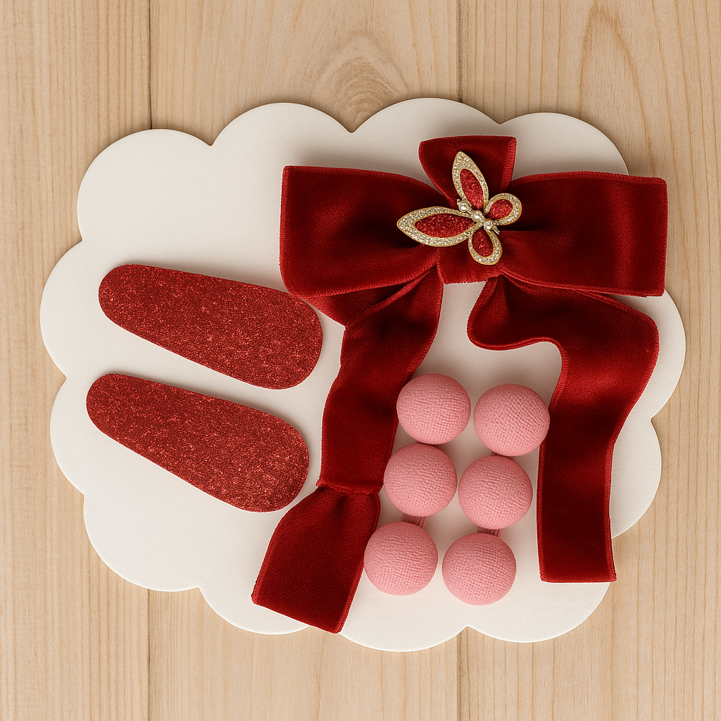 Подарочный набор аксессуаров для волос резинки-бантики и заколки ручной работы 5 шт. (2596898119)