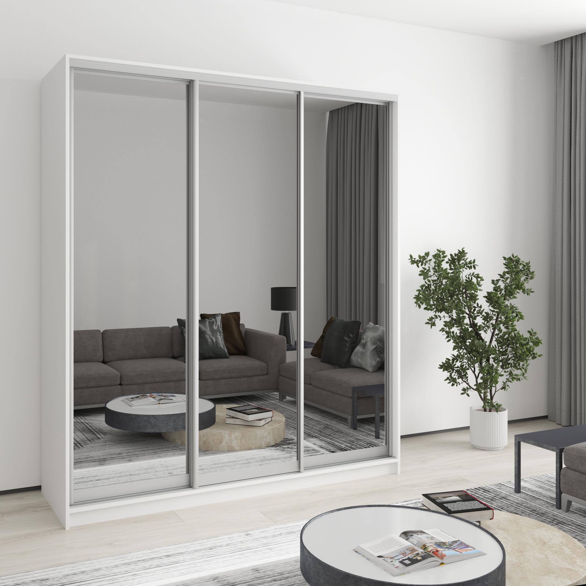 Шкаф-купе трехдверный MebelStar Стандарт AL 3 зеркала 180x60x240 см Аляска белый (MBS-1573) - фото 1 Шкаф-купе трехдверный MebelStar Стандарт AL 3 зеркала 180x60x240 см Аляска белый (MBS-1573) - фото 1