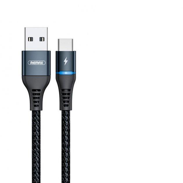 Кабель Remax RC-152a USB Type-C Colorful Light 2,4 A 1 м Черный (6972174152080)