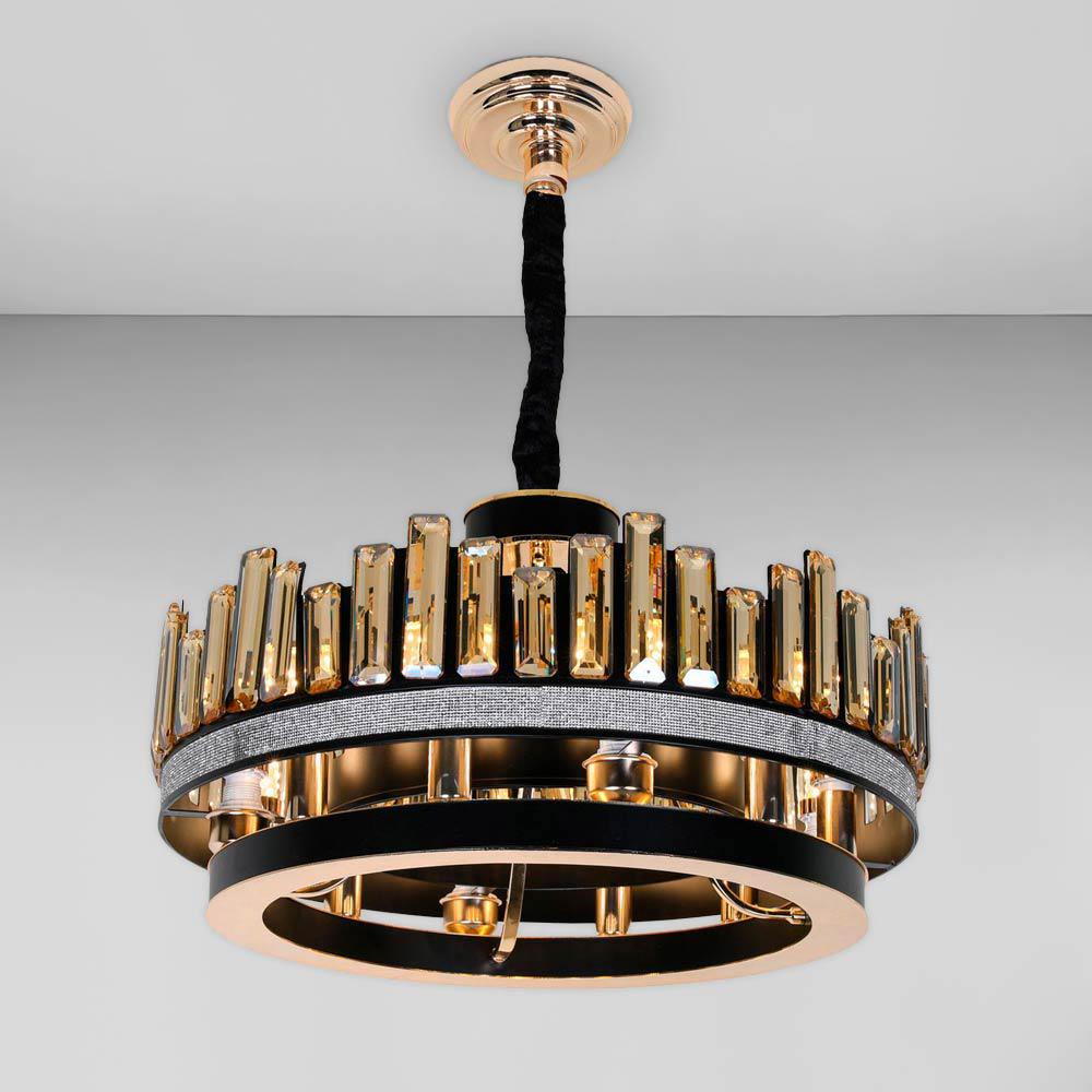 Люстра підвісна кришталева Light House SRS-18460-12 Золотистий/Чорний