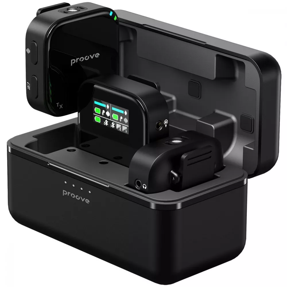 Микрофон петличный Proove Studio беспроводной 2 шт. с зарядным кейсом 1500 mAh Черный (632134) Микрофон петличный Proove Studio беспроводной 2 шт. с зарядным кейсом 1500 mAh Черный (632134)