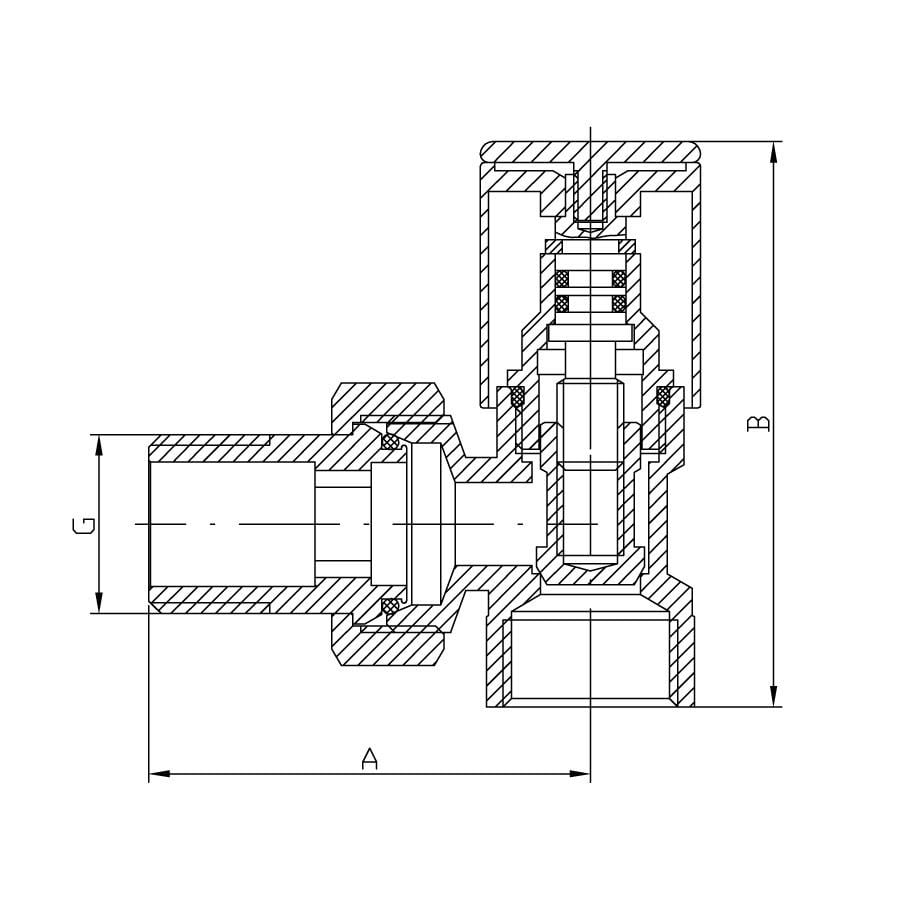 Вентиль для полотенцесушителя KOER KR3073 угловой 1/2" вн-зв (116136) - фото 2