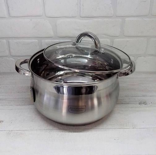 Кастрюля Edenberg 5,1 л из нержавеющей стали со стеклянной крышкой (EB-3726) - фото 2