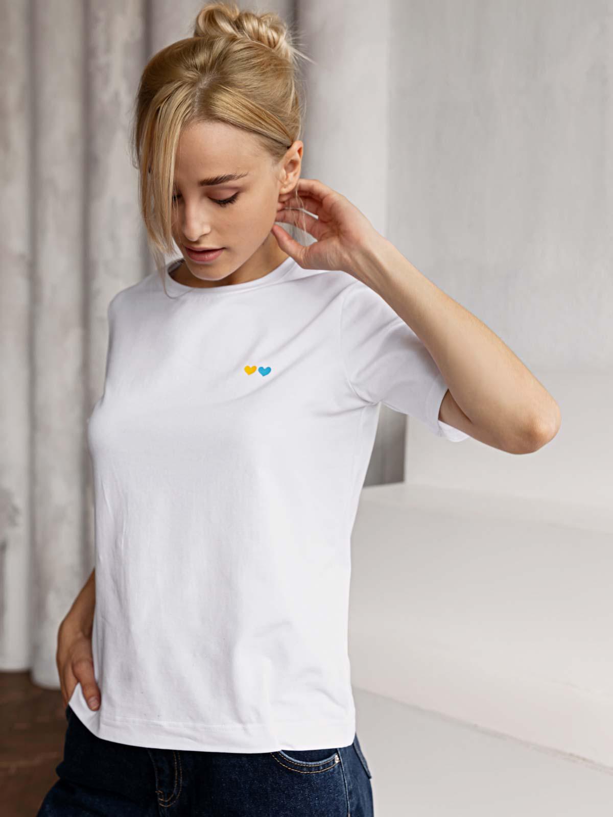 Футболка жіноча жовто-блакитні серця FROMUS M Білий (2540-1)