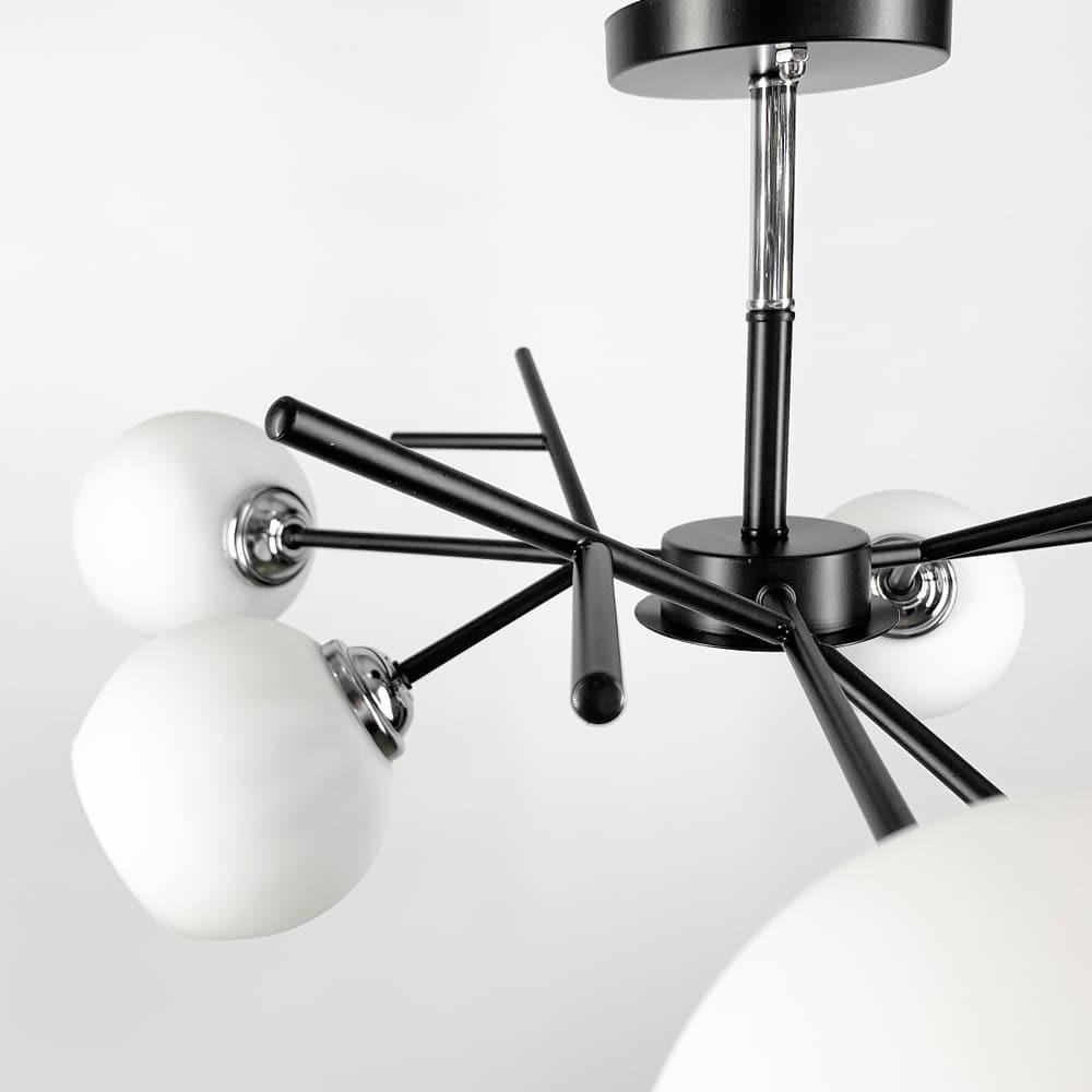 Люстра на 6 білих плафонів Ø 60 см (088N/6 BK+CH+WT) - фото 3