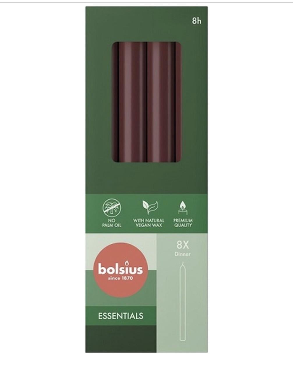 Свеча столовая Bolsius 230/20мм 8 шт. Winered (2979551363)