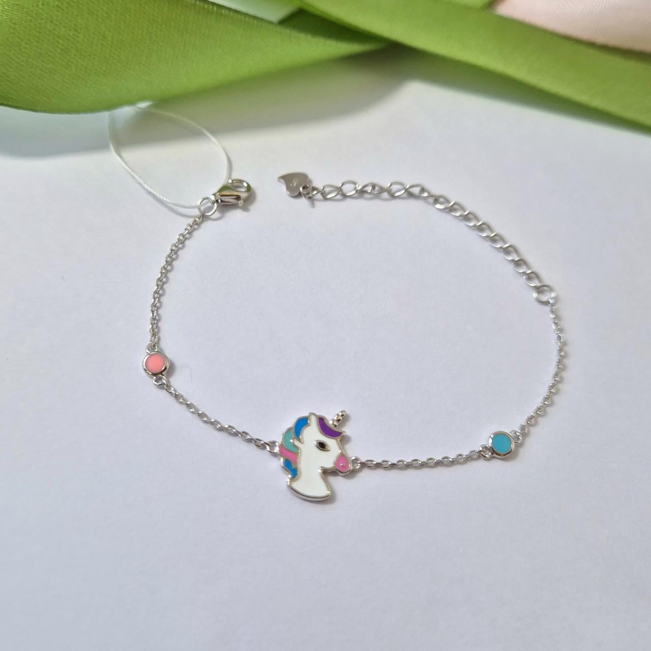 Браслет на руку Единорог без камней из серебра 14-19 см 925 пробы 2,30 г (бк2/893)