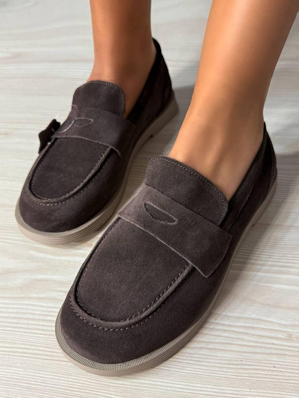 Туфли женские Hengji 588-4 замшевые лоферы р. 37 Коричневый (5071)