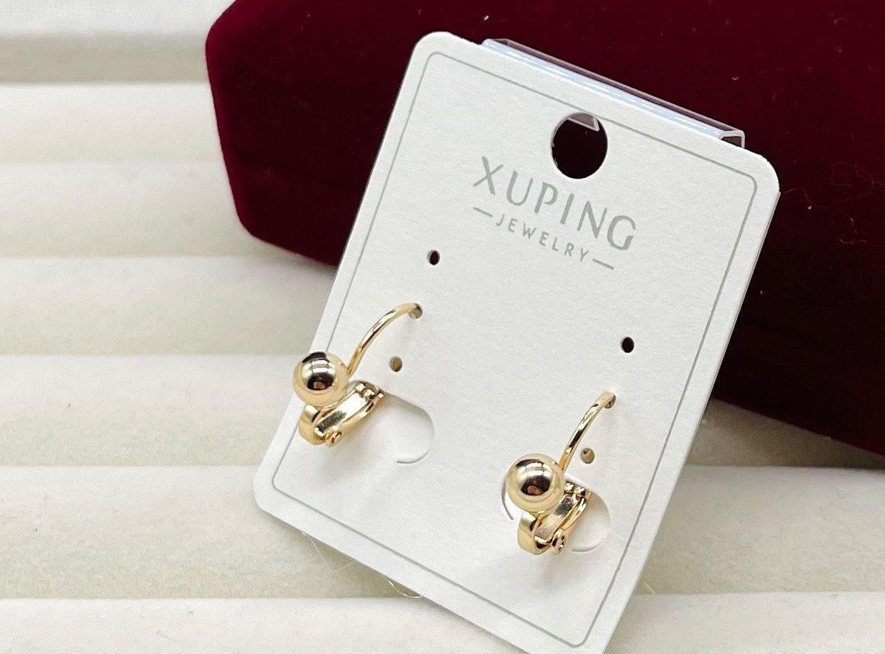 Серьги Xuping гипоаллергенные из медицинской стали с шариком Золотой (2931639377)