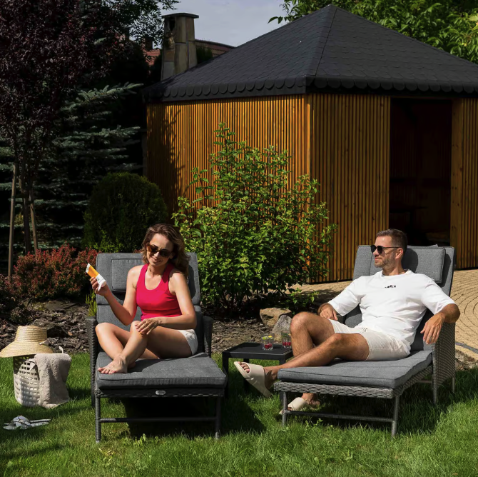 Шезлонг садовый Di Volio Breso из ротанга Серый (4508) - фото 2 Шезлонг садовый Di Volio Breso из ротанга Серый (4508) - фото 2