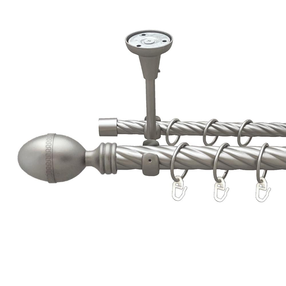 Карниз Orvit Фарже металевий дворядний відкритий до стелі скручена труба кільце металеве 25/16 мм 300 см Сатин (00-00024157)