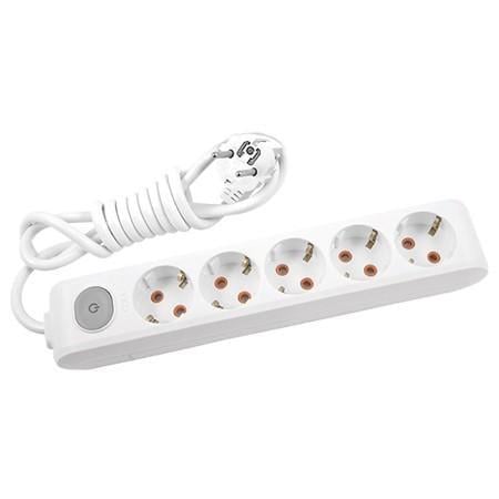 Подовжувач Viko 5 гнізд 3 м із заземленням з кнопкою Multi-Let Білий (90118503) Подовжувач Viko 5 гнізд 3 м із заземленням з кнопкою Multi-Let Білий (90118503)