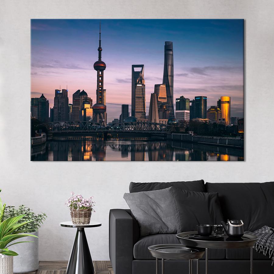 Картина город Современная архитектура Шанхая 51x34 см (A860-1)