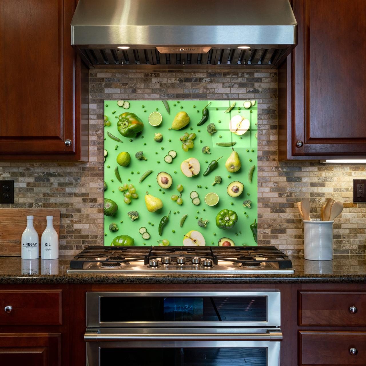 Стеклянная панель для кухни NovellaPrint Зеленый вкус 50х50 см (1006.4)