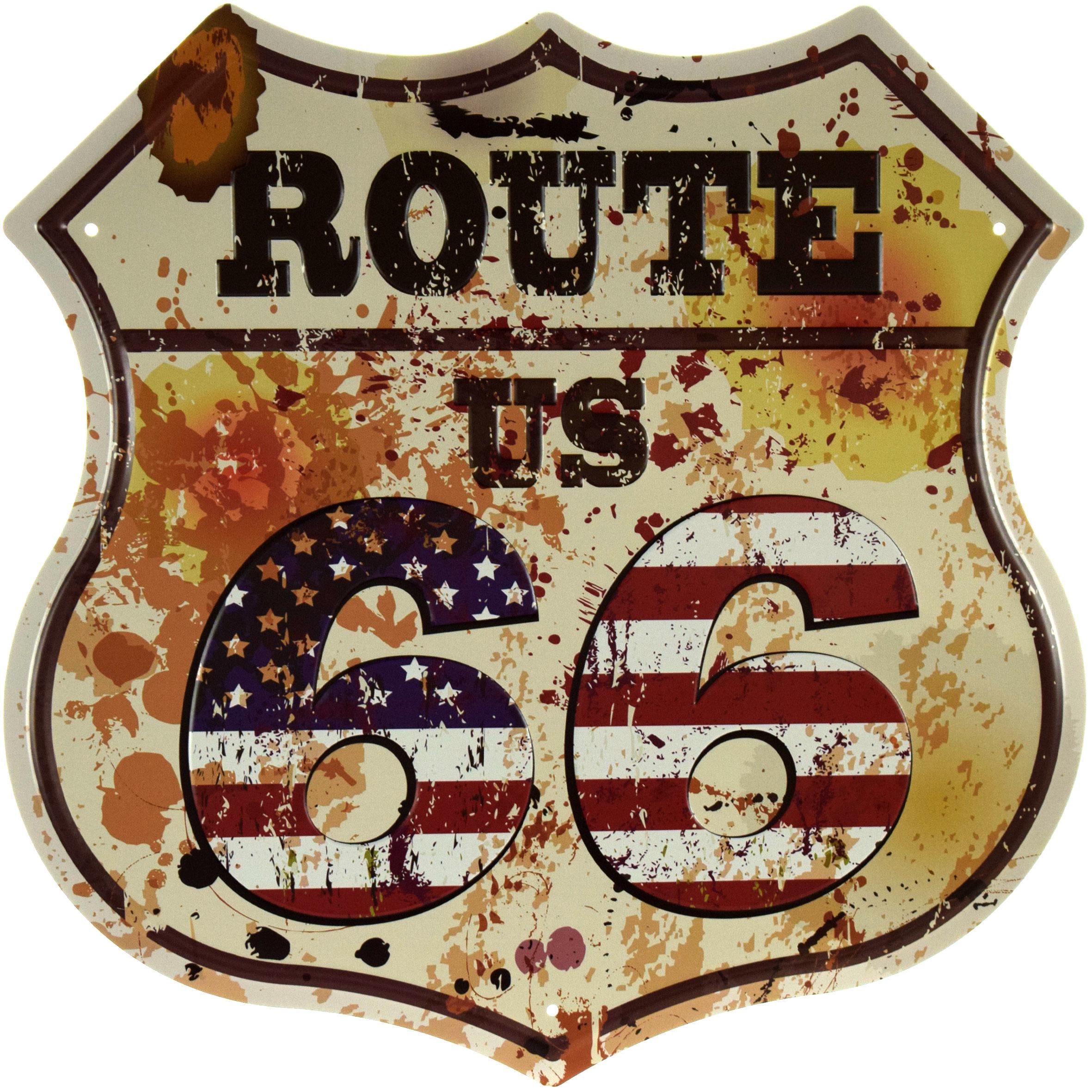 Табличка металлическая Route US 66 Декоративная Ржавчина 30x30 см