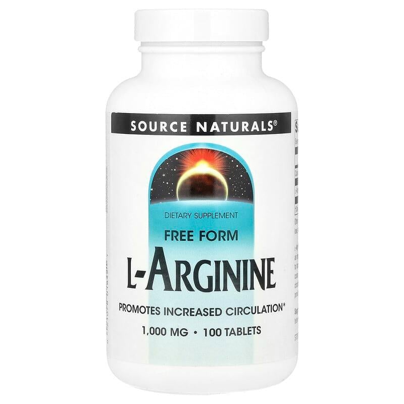 Біодобавка Аргінін Source Naturals L-Arginine Free Form 1000 мг 100 таблеток